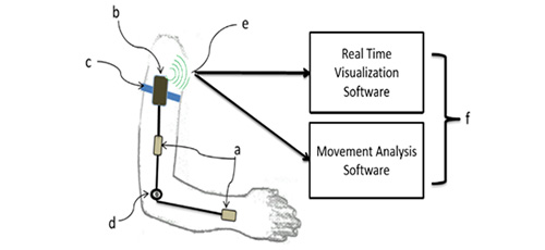 Device and method for the biomechanical analysis of articular amplitude using micro-sensors for the measurement of movement 